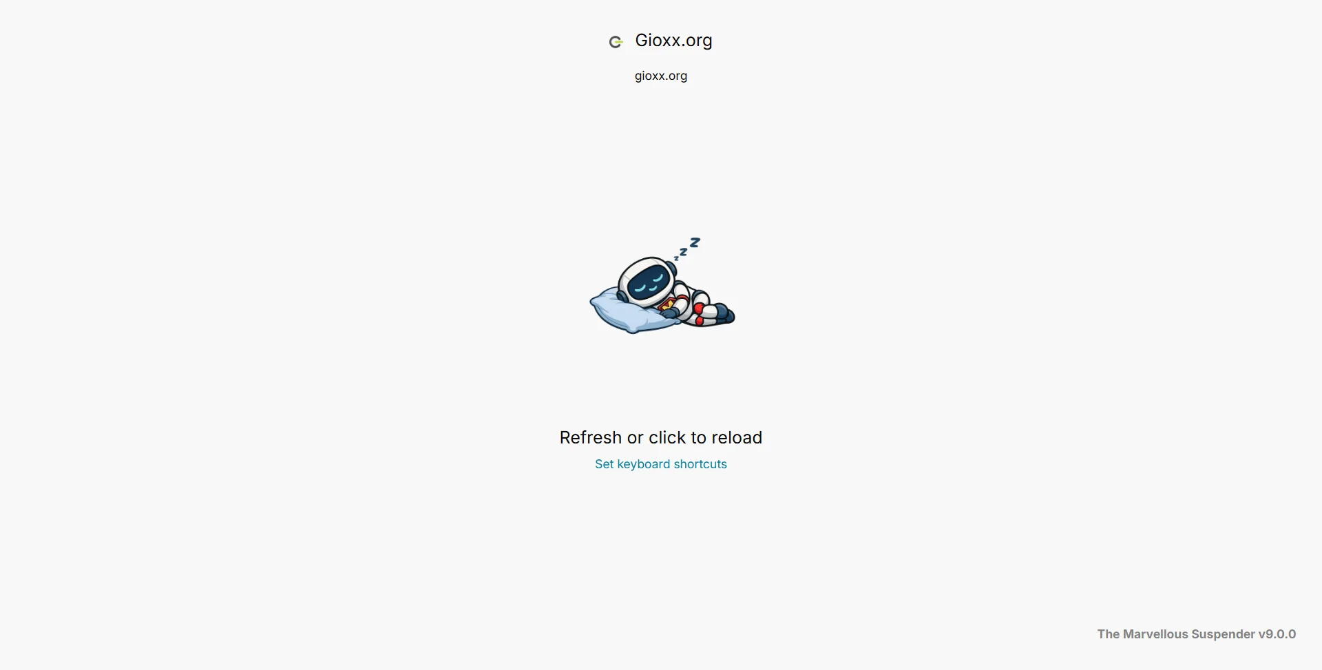 A suspended tab, showing the site's favicon, title and original URL