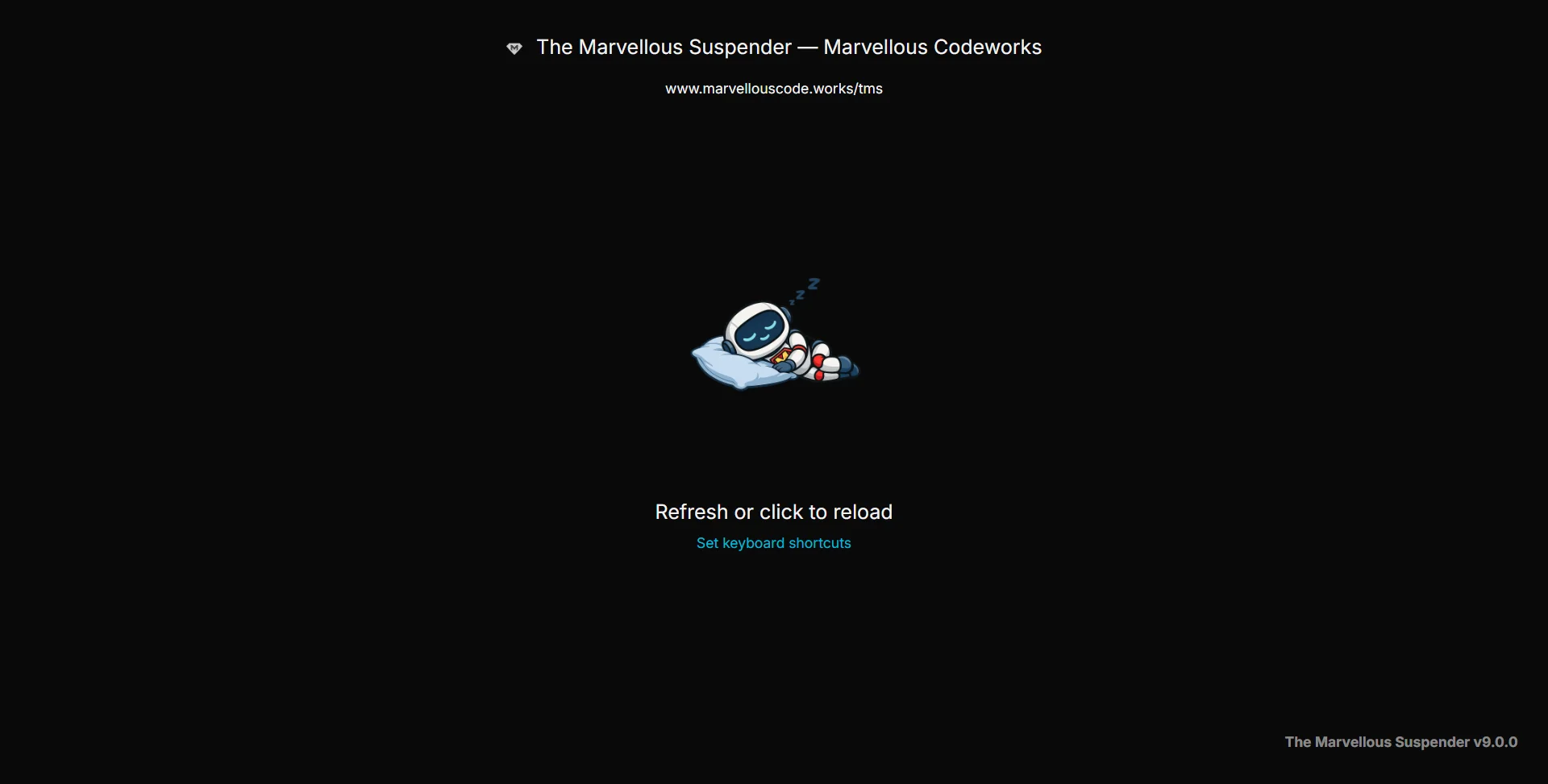 A suspended tab in dark theme